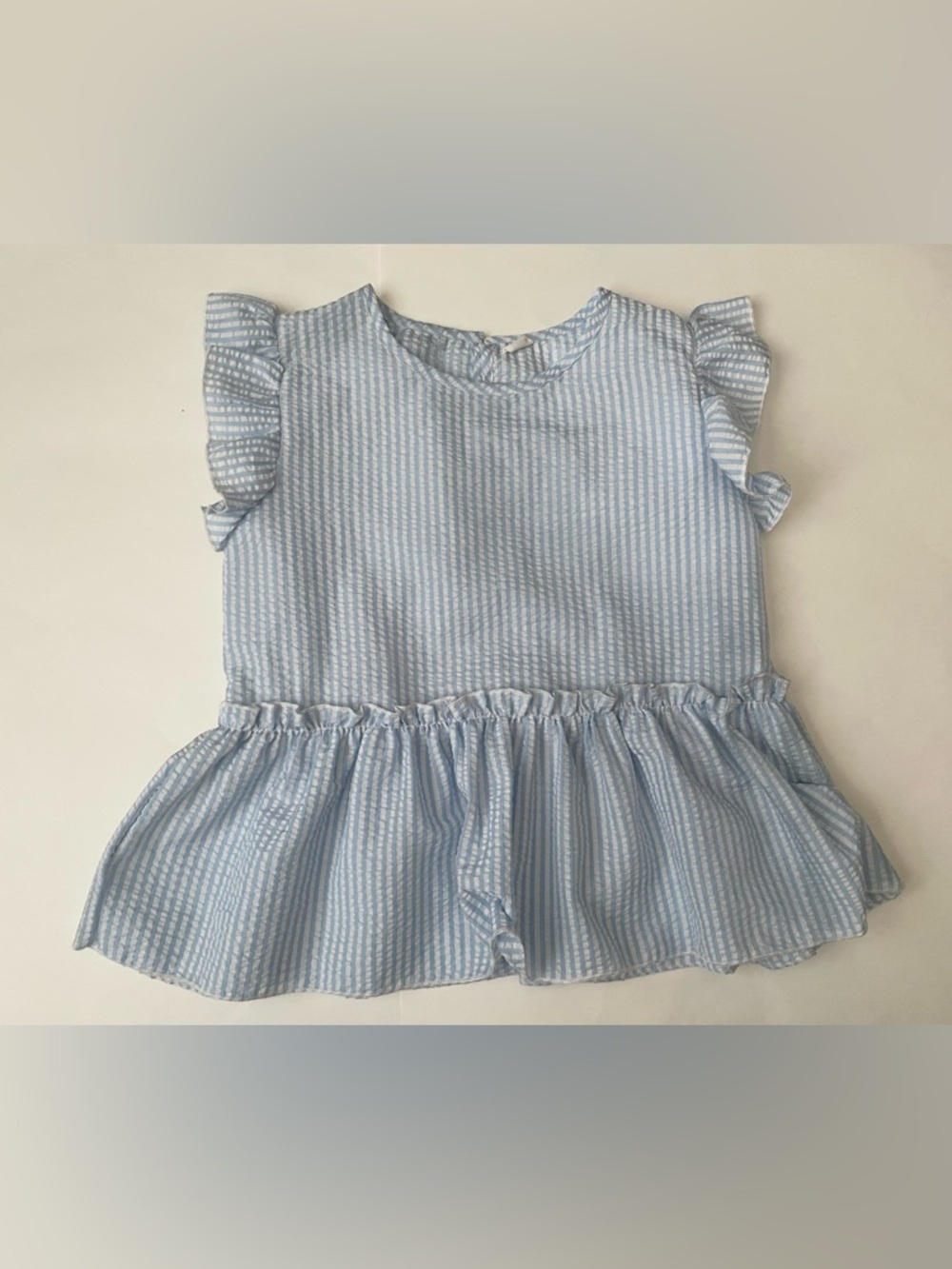 Blue and White Striped Peplum Top